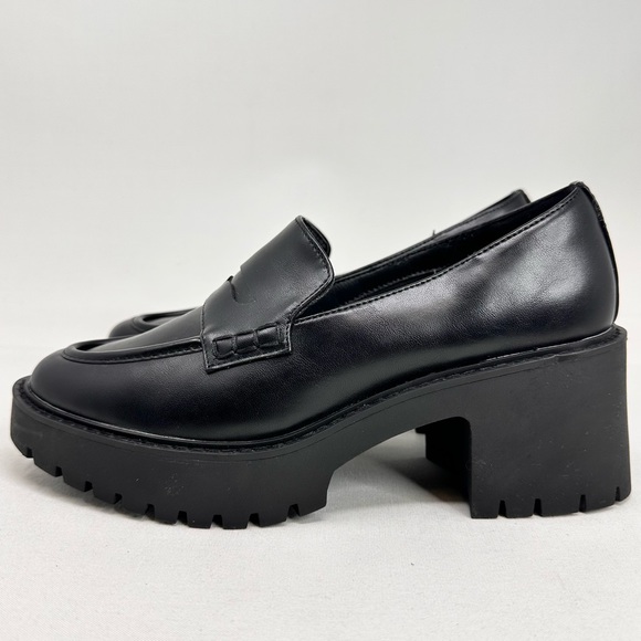 Women's Black Loafer Heels - Picture 11 of 13